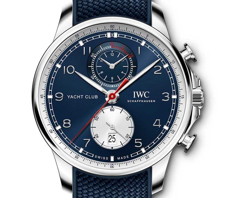 iwc 葡萄牙系列游艇計時或桿表盤特寫