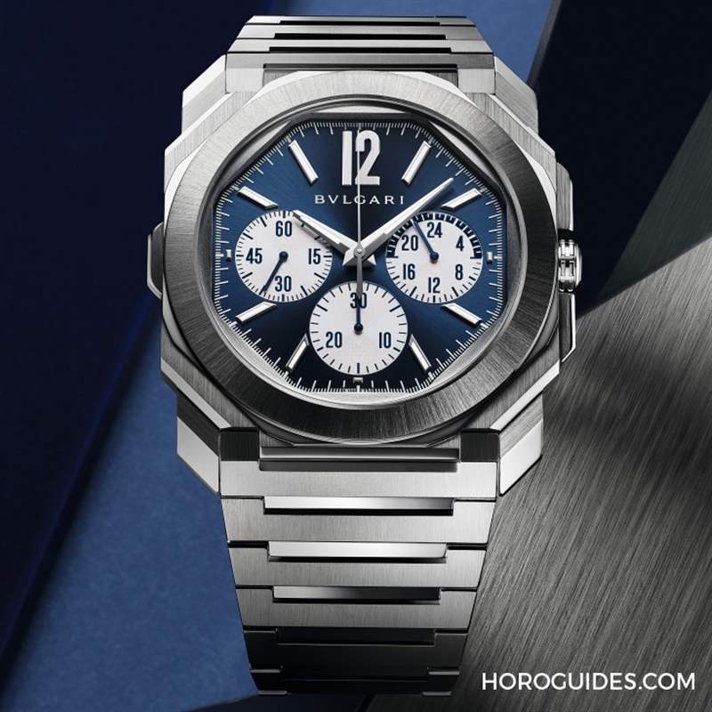 這樣的喀什米爾藍(lán)面,美絕了!BVLGARI Octo Finissimo超薄兩地時(shí)間計(jì)時(shí)碼表-復(fù)刻表