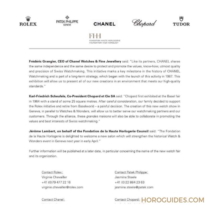 ROLEX - Bye Bye BASELWORLD ! PP及Rolex 等大牌全員出走巴塞爾表展