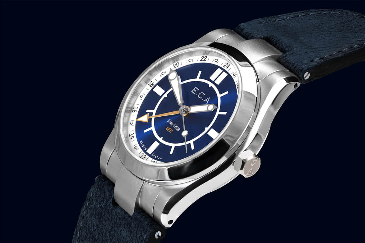 瑞典制表商ECAndersson小眾品牌藍面GMT手表-復刻表