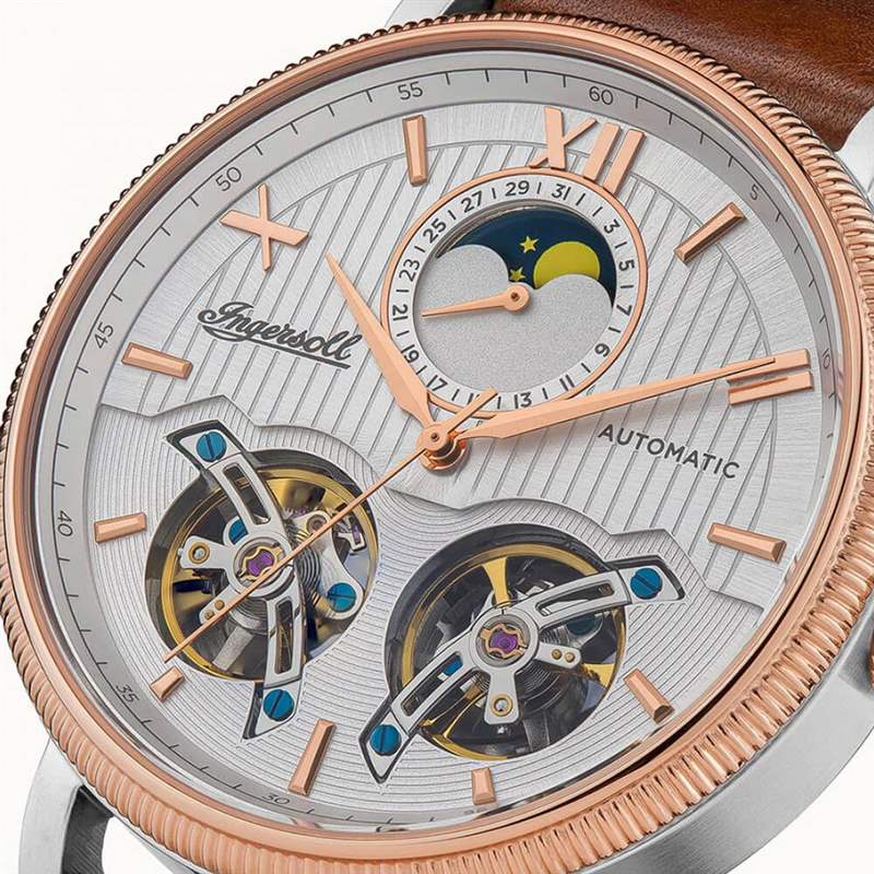 英格索好萊塢月相功能雙陀飛輪自動(dòng)腕表-復(fù)刻表