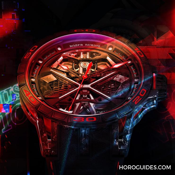 ROGER DUBUIS - 致虛擬車賽The Real Race！ 羅杰杜彼Excalibur Huracán Performante鏤空自動上鏈腕表