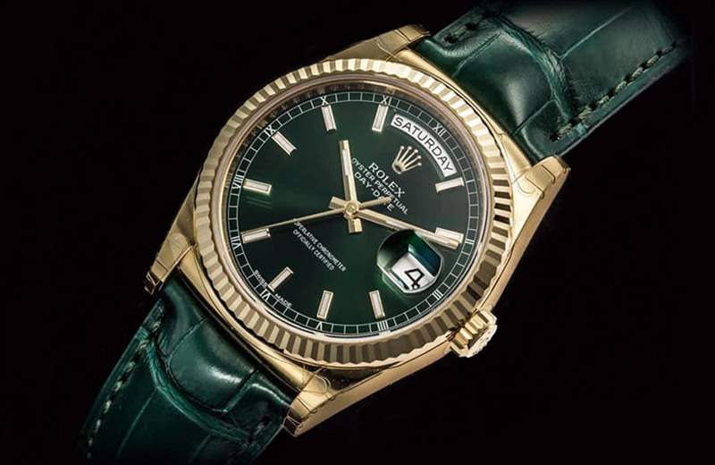 已經停產的勞力士Day-Date 118138近期行情不降反升，可能和手表面盤顏色趕上近年這波綠色熱潮有關。 （Rolex官網）