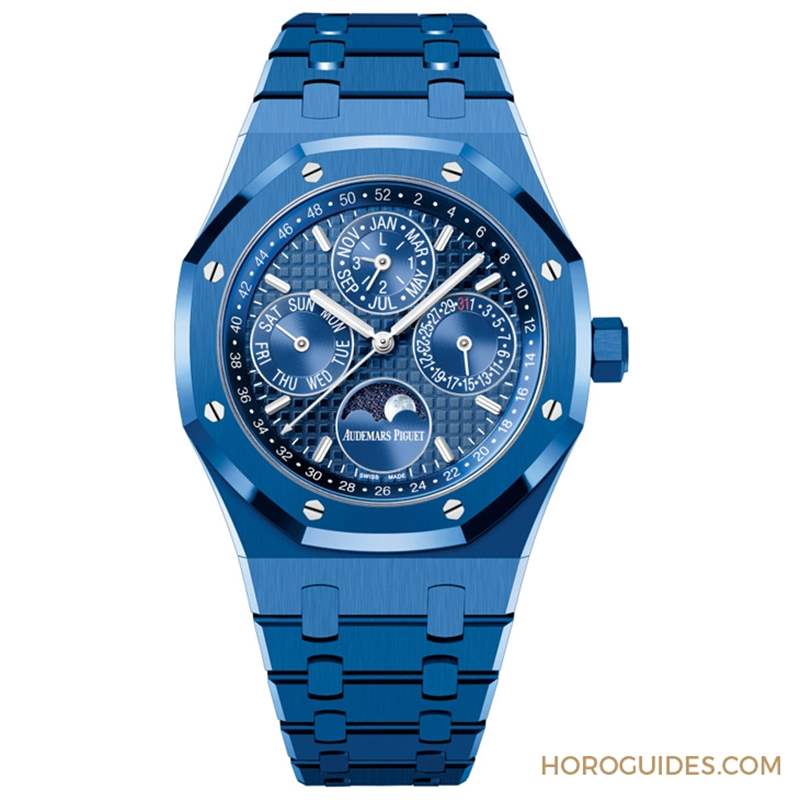 愛彼第一只藍色陶瓷表!皇家橡樹萬年歷藍色陶瓷鏈帶腕表-復刻表