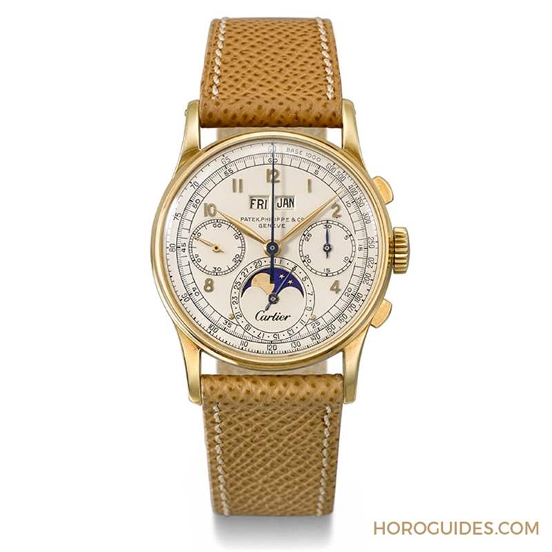 PATEK PHILIPPE - 佳士得即將拍賣：百達(dá)翡麗Ref.1518萬年歷計時碼表，唯一已知配有Cartier雙簽面盤