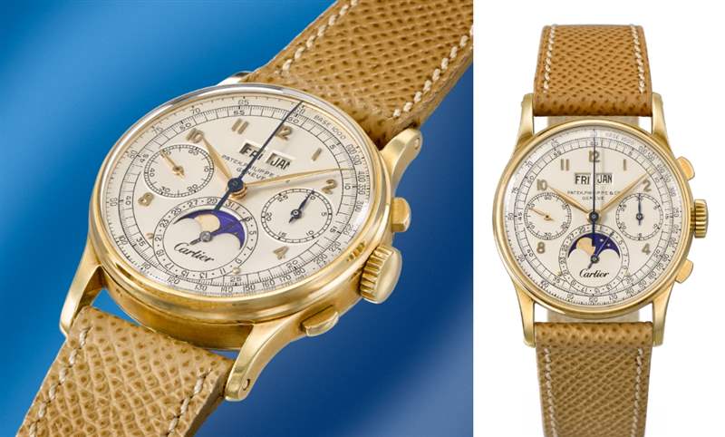 佳士得即將拍賣：百達(dá)翡麗Ref.1518萬年歷計時碼表，唯一已知配有Cartier雙簽面盤