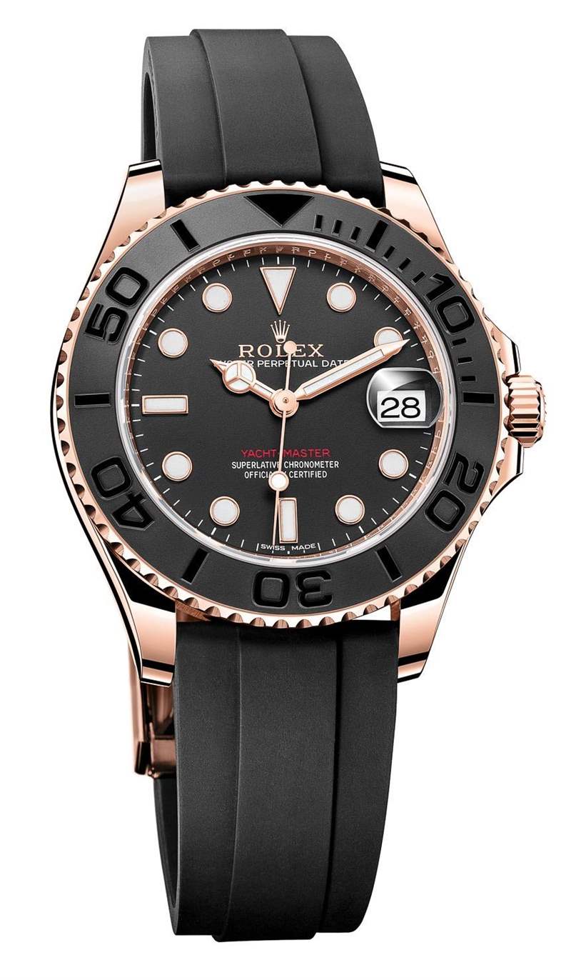 勞力士Yacht-Master 116655永恒玫瑰金手表2015年黑色陶瓷表圈-復刻表