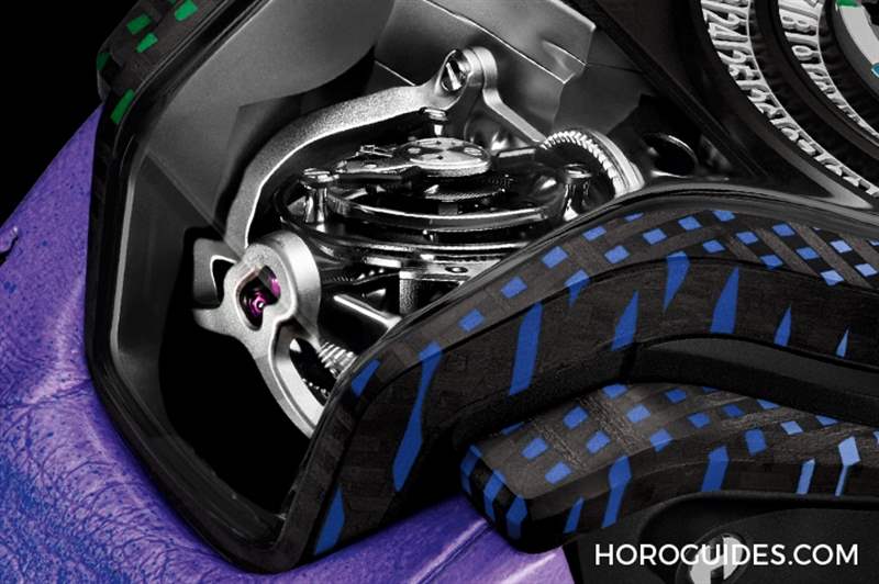 HUBLOT - 為碳纖維表殼編織出彩虹色調(diào)：HUBLOT MP-09雙軸陀飛輪5天動力儲存腕表