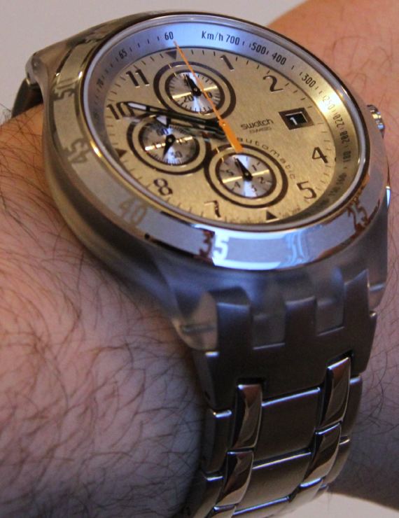 斯沃琪自動計時銀9級腕表