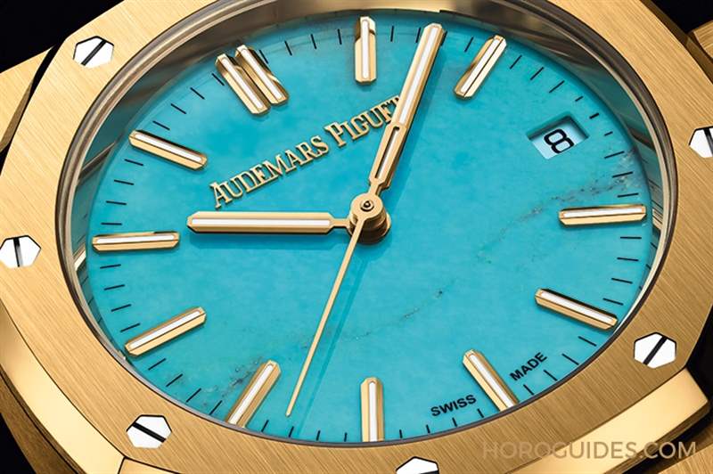 AUDEMARS PIGUET - 愛彼Royal Oak皇家橡樹自動上鏈腕表，黃金表殼搭配天然綠松石表面