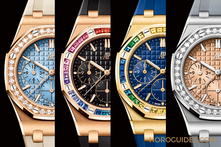 寶石圈與彩色面盤的華麗方程式|AP皇家橡樹離岸型37毫米自動上鏈計時碼表-復刻表