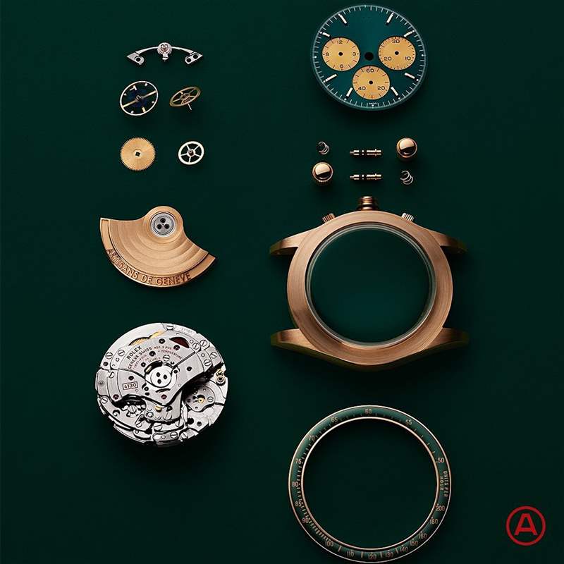 綜觀Daytona 116508 Honey Green，同樣可以找到三處Artisans de Genève精心改造的橋段，以下一一了解：（IG@artisansdegeneve）