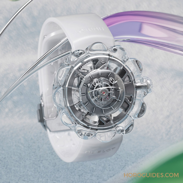 HUBLOT - 12辦花型透明藍寶石表殼！ 村上隆微笑小花仙氣爆棚了｜Hublot MP-15村上隆藍寶石陀飛輪腕表